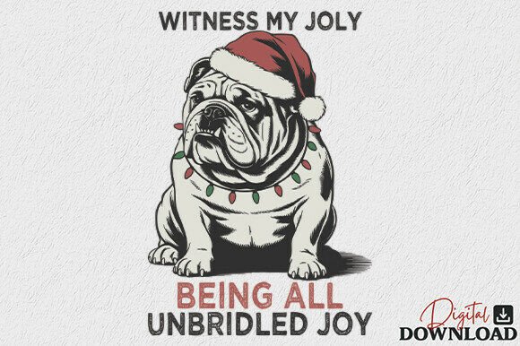 Bulldog Funny Christmas PNG for Crafts: A Festive Graphic Design Asset