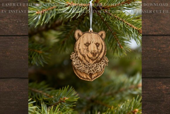 Christmas Bear Ornament SVG Laser Engraving for Festive Craft Projects
