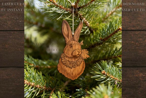 Christmas Bunny Ornament SVG for Laser Engraving Projects