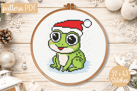 Christmas Frog Cross Stitch Pattern PDF: A Visual Asset for Content Creators