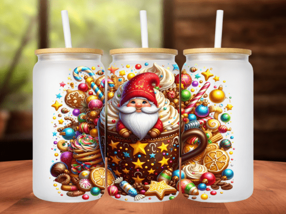 Christmas Gnome Cocoa Cup Tumbler Wraps for Digital Sellers