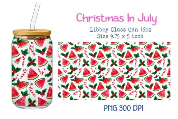 Christmas in July 16oz Glass Can Wrap for Crafts and Seasonal Merch