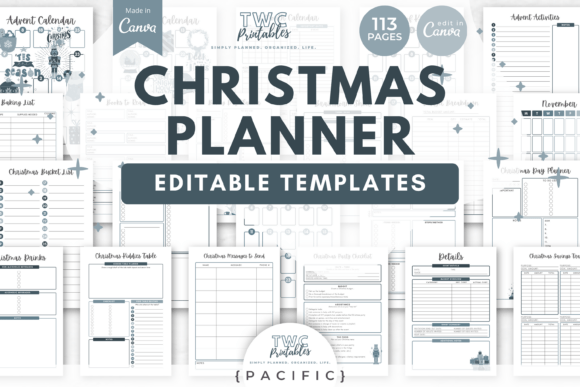 Christmas Planner Canva Templates PAC for Holiday Branding