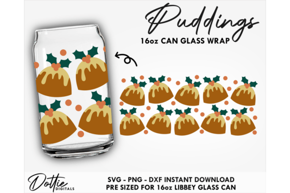 Christmas Pudding 16oz Libbey Can SVG for Crafts and Branding