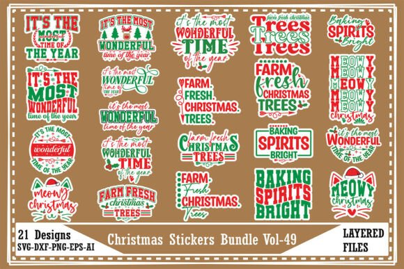 Christmas Stickers Bundle Vol-49: A Versatile Graphic Design Asset for Content Creators