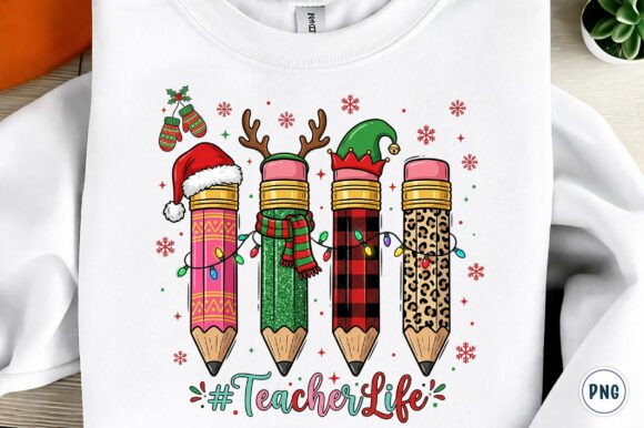 Christmas Teacher Life PNG: A Festive Graphic Design Asset for T-Shirt Designs