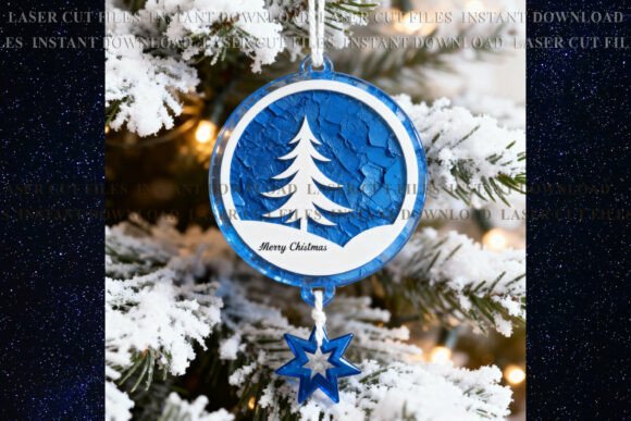 Christmas Tree Words Suncatcher SVG for Laser Engraving Projects
