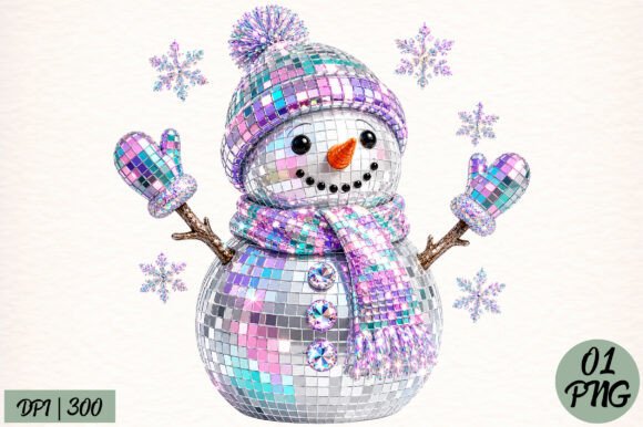 Colorful Christmas Disco Snowman PNG for Festive T-Shirt Designs