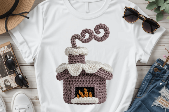 Crochet Fireplace House PNG: A Versatile Illustration for Content Creators