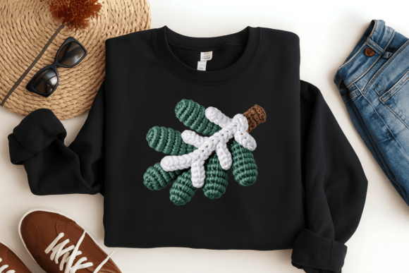 Crochet Pine Branch PNG Review for Commercial Illustrations