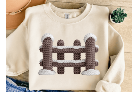 Crochet Winter Fence PNG: A Festive Illustration for Handmade Creations