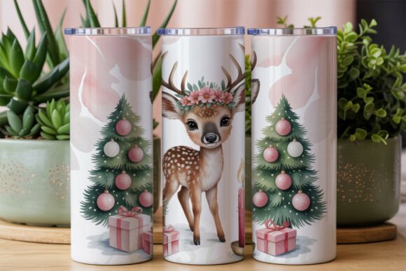 Cute Deer Christmas Tumbler Wrap: A Versatile Design Asset for Seasonal Branding