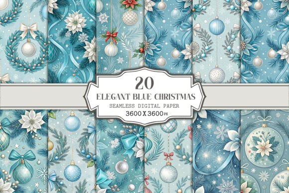Elegant Blue Christmas Seamless Pattern for Polished Website and Editorial Design