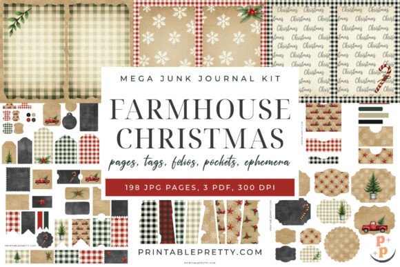 Farmhouse Christmas 198 Page MEGA Kit Review for Crafts and Design Projects