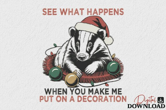 Funny Christmas Badger PNG: A Graphic Design Asset for Crafts and Content Creators