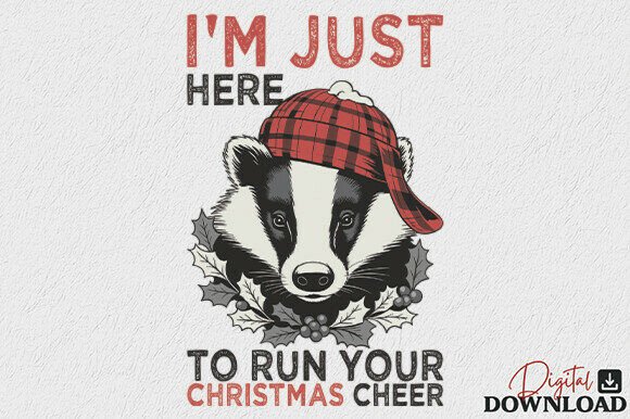 Funny Sarcastic Badger Christmas PNG for Crafts & Branding