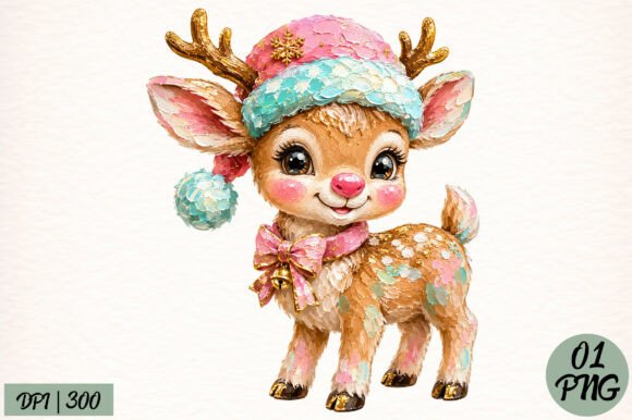 Hand-Painted Retro Reindeer Christmas T-Shirt Design Review