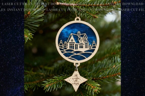 House Words Christmas Suncatcher SVG for Laser Engraving Projects