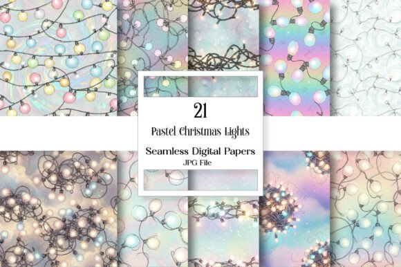 Pastel Christmas Lights Seamless Print for Crafting & Patterns