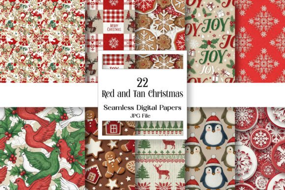 Red and Tan Christmas Digital Paper Pack Review: A Festive Design Asset for Creative Projects