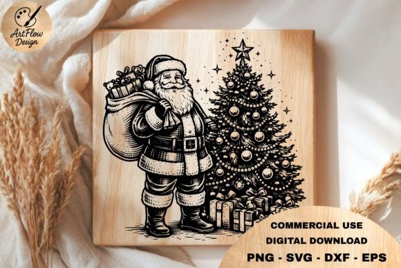 Santa Christmas Tree SVG: A Festive Graphic Design Asset for Laser Engraving