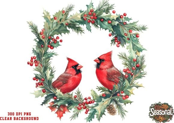 Snow Pine Cardinal Wreath PNG: A Versatile Graphic Design Asset for Creative Projects