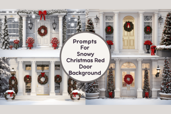 Snowy Christmas Red Door Background Review for Marketing and Branding