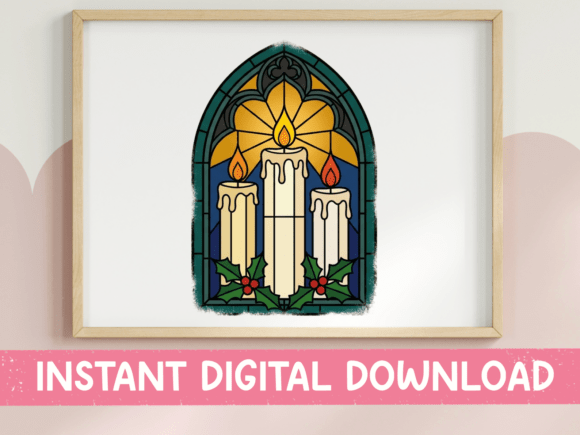 Stained Glass Christmas Candles Holly: A T-Shirt Design Asset Worth Considering