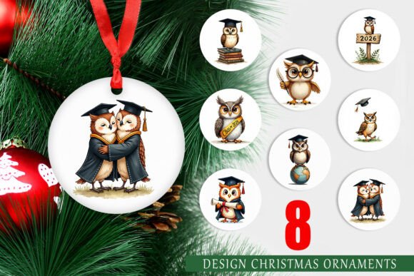 Wise Owl 2026 Grad Ornament Illustrations: A Stylish Addition for Handmade Creators